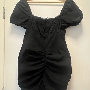 Boohoo Elegant Black Puff Sleeve Mini Dress